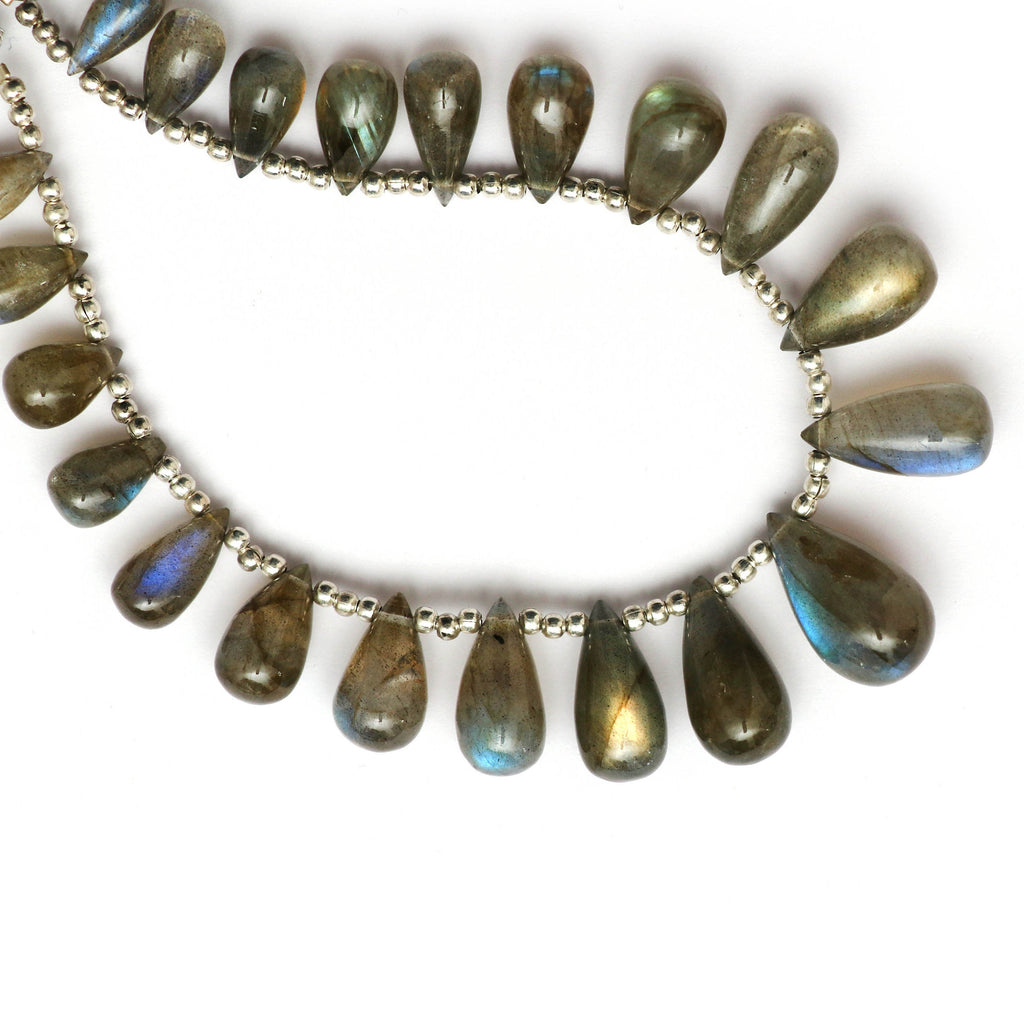 Labradorite Smooth Drops, 3 Matched Pair Shape, 5x10 mm to 10x18 mm, Labradorite Drops, Labradorite strand, 7.5 Inch, price per strand - National Facets, Gemstone Manufacturer, Natural Gemstones, Gemstone Beads