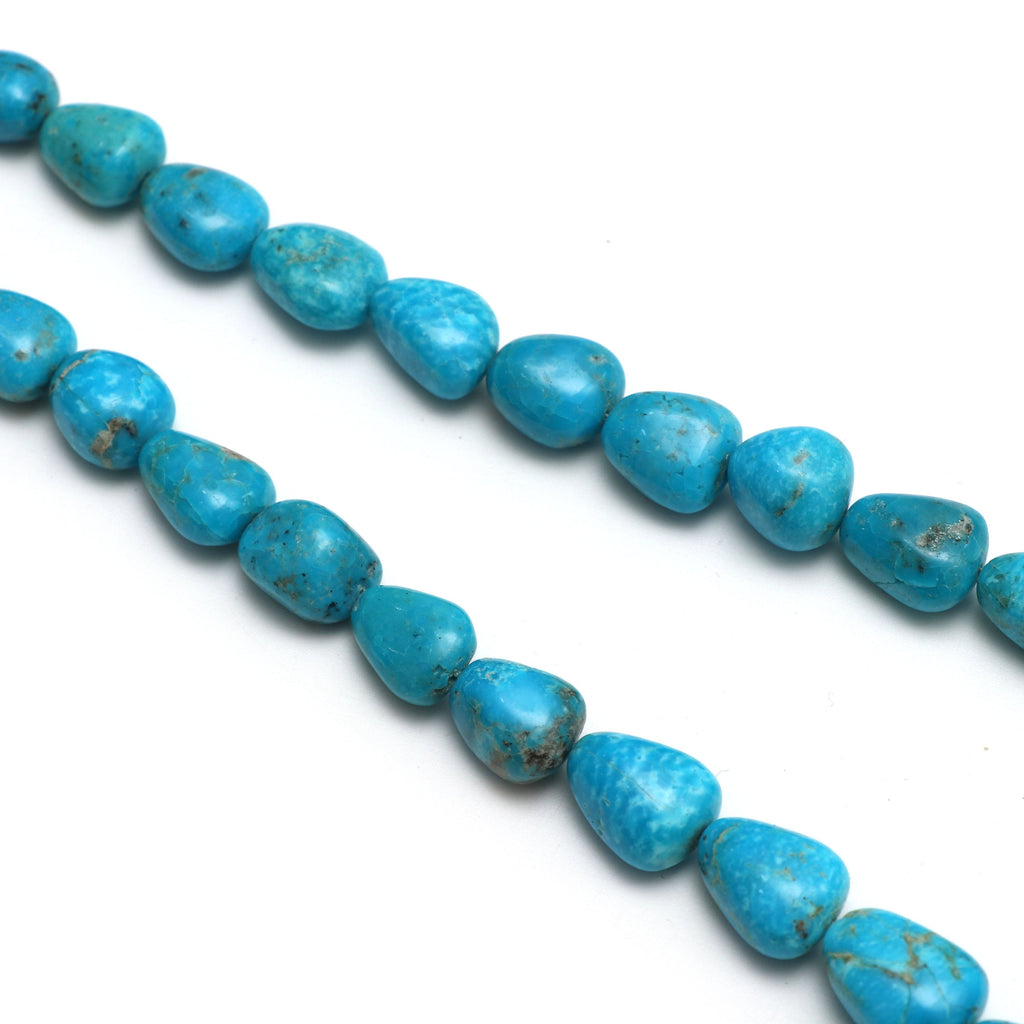Turquoise Smooth Tumble Beads - 7.5x11 mm to 14x18 mm - Turquoise Tumble Beads - Gem Quality , 20 Inch Full Strand, Price Per Strand - National Facets, Gemstone Manufacturer, Natural Gemstones, Gemstone Beads