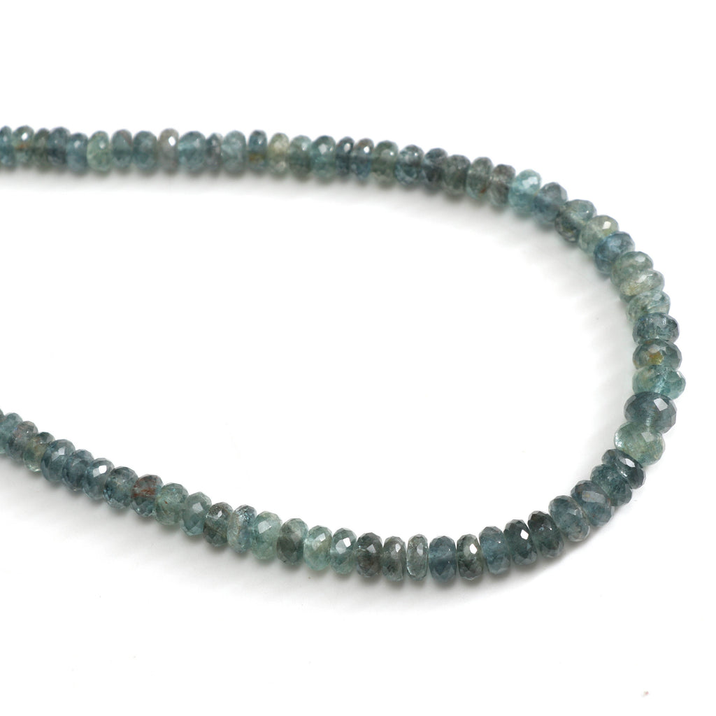 Natural Moss Aquamarine Faceted Roundel Beads, 5 mm to 7 mm - Moss Aquamarine Beads- Gem Quality,8 Inch/16 Inch/18 Inch, Price Per Strand - National Facets, Gemstone Manufacturer, Natural Gemstones, Gemstone Beads