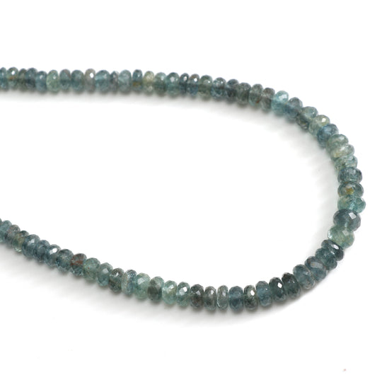 Natural Moss Aquamarine Faceted Roundel Beads, 5 mm to 7 mm - Moss Aquamarine Beads- Gem Quality,8 Inch/ 18 Inch, Price Per Strand