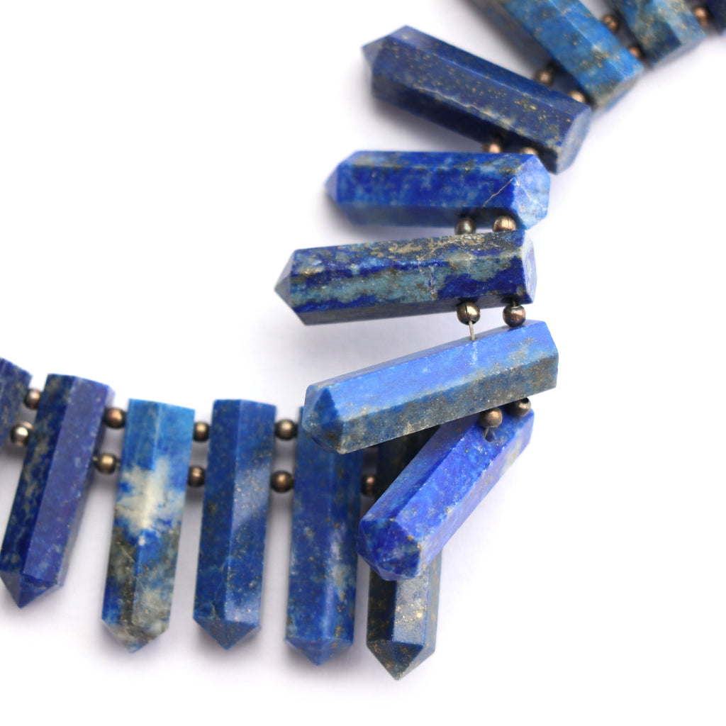 Lazuli Lapis Faceted Cut Gemstone Bullet Beads, 10x6 mm to 24x5 mm,Lazuli Lapis Bullet Point,Lazuli Lapis Cut, 6 Inch, Price Per Strand - National Facets, Gemstone Manufacturer, Natural Gemstones, Gemstone Beads