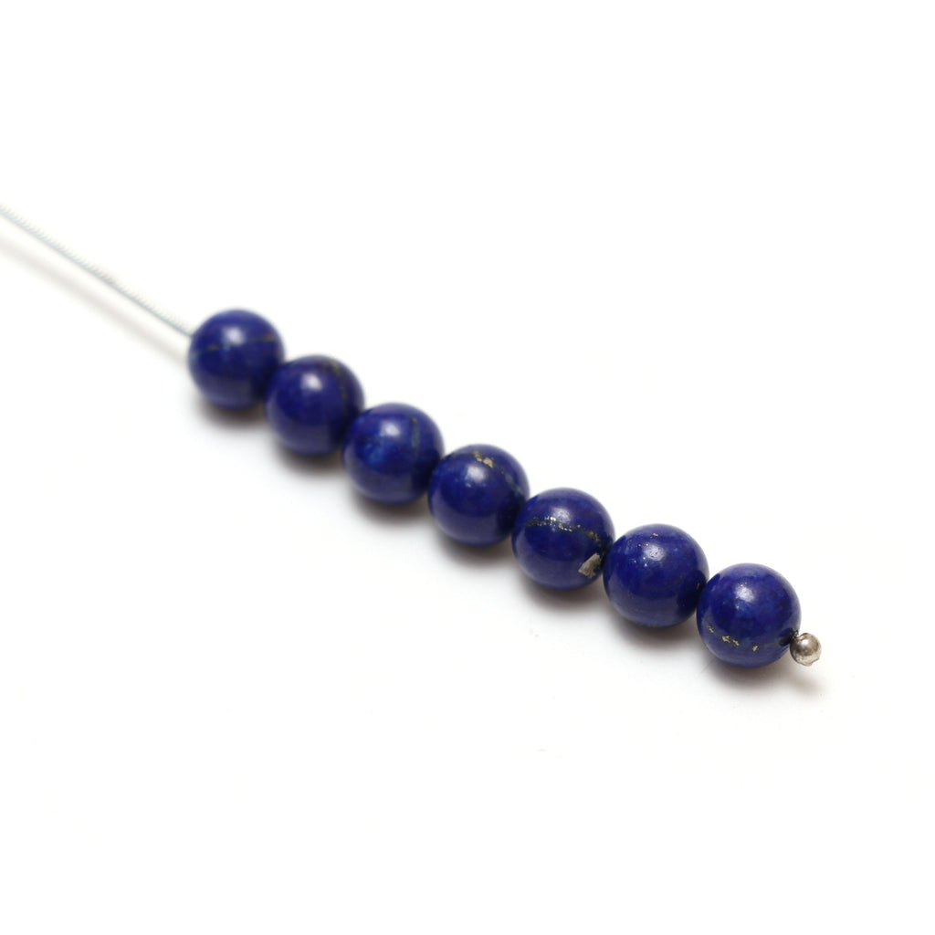 Calibrated Natural Lapis Smooth Round Balls | 8 mm | Lapis Balls | 8 Inch/ 16 Inch Full Strand | Price Per Strand - National Facets, Gemstone Manufacturer, Natural Gemstones, Gemstone Beads