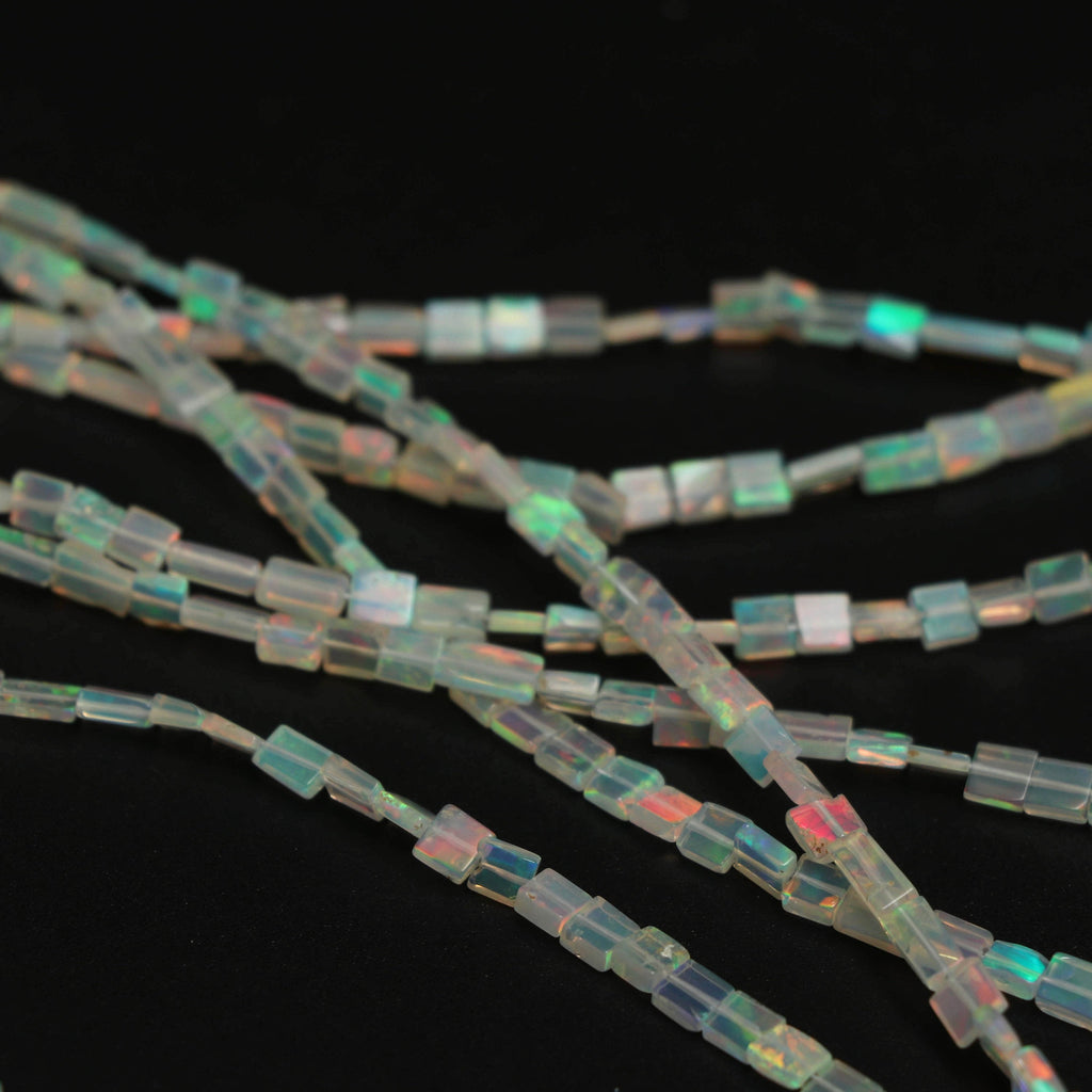 Natural Ethiopian Opal Smooth Rectangle Beads | 3x3.5 mm to 4x8 mm | 8 Inches/ 18 Inches Full Strand | Price Per Strand - National Facets, Gemstone Manufacturer, Natural Gemstones, Gemstone Beads