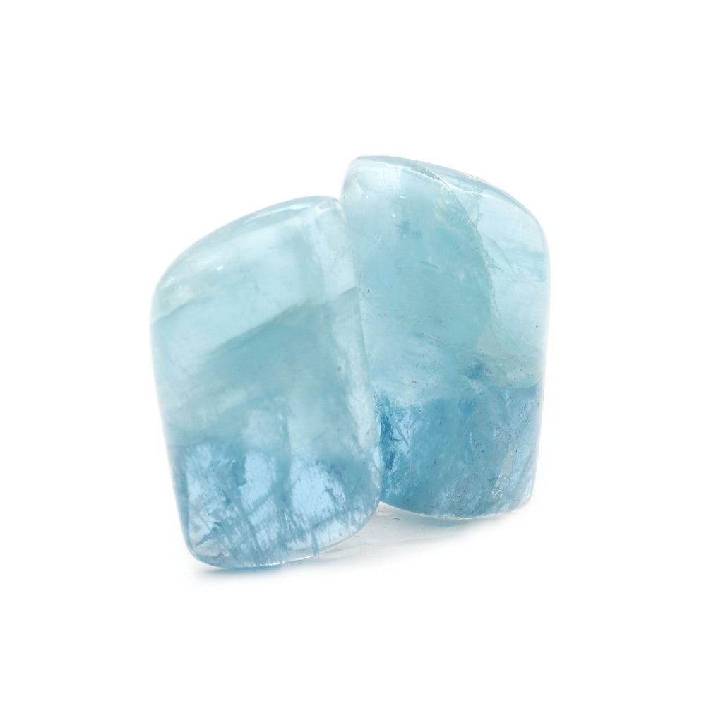 Natural Aquamarine Smooth Cabochon, Natural Aquamarine Loose Gemstone, 31x19x7 mm, Aquamarine Gemstone, Gem Quality, Pair ( 2 Pieces ) - National Facets, Gemstone Manufacturer, Natural Gemstones, Gemstone Beads