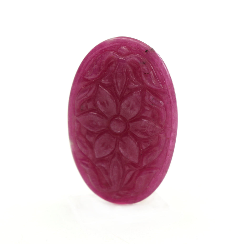 Natural Ruby Carving Oval Loose Gemstone - 22x35 mm - Ruby Oval, Ruby Carving Loose Gemstone, 1 Piece - National Facets, Gemstone Manufacturer, Natural Gemstones, Gemstone Beads