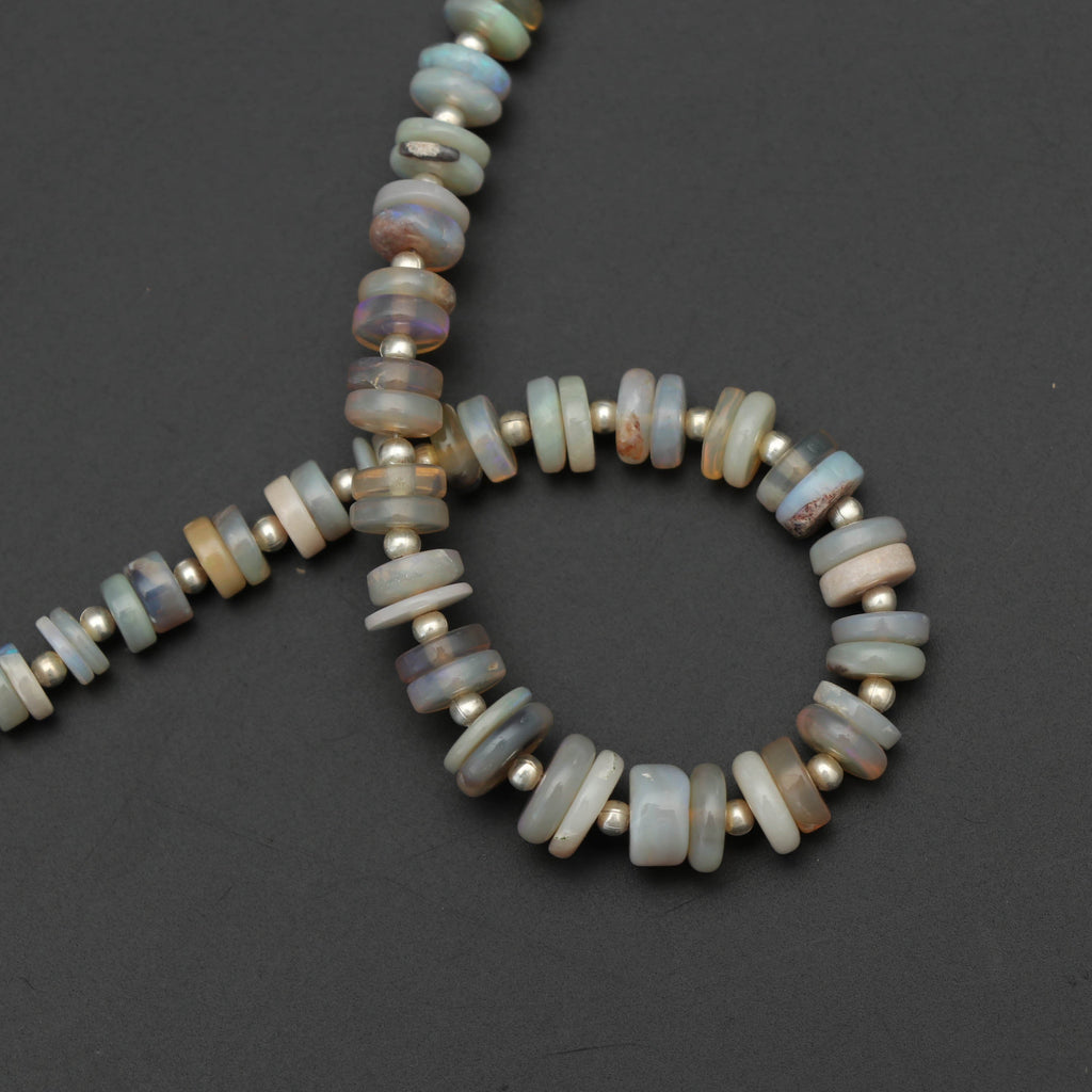 Natural Australian Opal Smooth Tyre Shape Beads, Australian Opal Tyre -5mm to 7.5mm-Gem Quality, 8 Inch/ 20 Cm Full Strand, Price Per Strand - National Facets, Gemstone Manufacturer, Natural Gemstones, Gemstone Beads