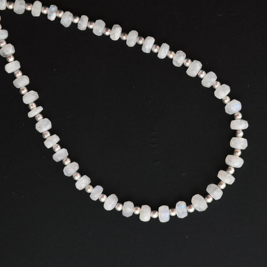 レインボー ムーンストーン ファセット ビーズ、4 mm ～ 5 mm、ムーンストーン ジュエリー メイキング ビーズ、8 インチ フル ストランド、1 ストランドあたりの価格