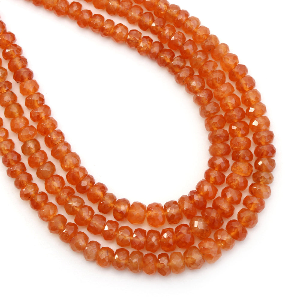 Spessartite Faceted Roundel Beads - 3.5mm to 6mm - Spessartite Roundel Beads - Gem Quality , 8 Inch/16 Inch Full Strand, Price Per Strand - National Facets, Gemstone Manufacturer, Natural Gemstones, Gemstone Beads