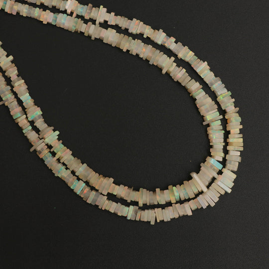 Natural Ethiopian Opal Smooth Square Beads | 3 mm to 6 mm | Opal Jewelry Making Beads | 18 Inches Full Strand | Price Per Strand