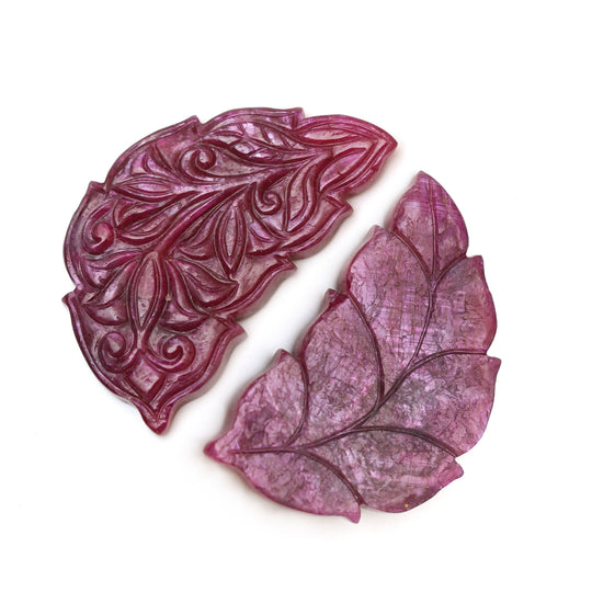 Natural Ruby Carving Semi- Circle Shape Loose Gemstone - 23x38 mm - Ruby Semi-Circle, Ruby Carving Loose Gemstone, 1 Piece