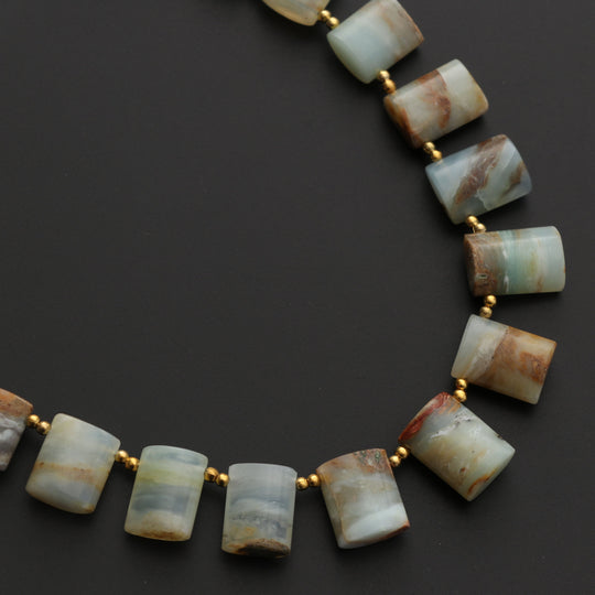 Peruvian Opal Smooth Fancy Beads - 11x11 mm to 12x17 mm - Opal Jewelry Making Beads, 8 Inch/ 20 Cm Full Strand, Price Per Strand