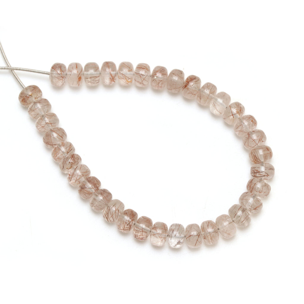 Golden Rutile Smooth Rondelle Beads | 8 mm | Golden Rutile Beads | 8 Inch/ 16 Inch Full Strand | Price Per Strand - National Facets, Gemstone Manufacturer, Natural Gemstones, Gemstone Beads