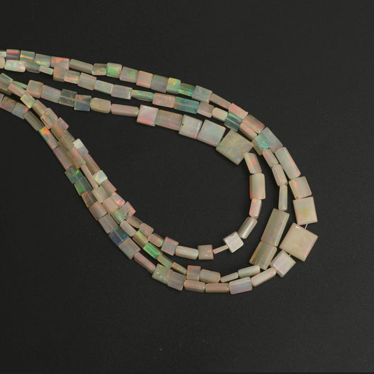 Natural Ethiopian Opal Smooth Rectangle Honey Color Beads | 3x3.5 mm to 6x6.5 mm | Opal Jewelry Making Beads | 18 Inches Full Strand | Price Per Strand
