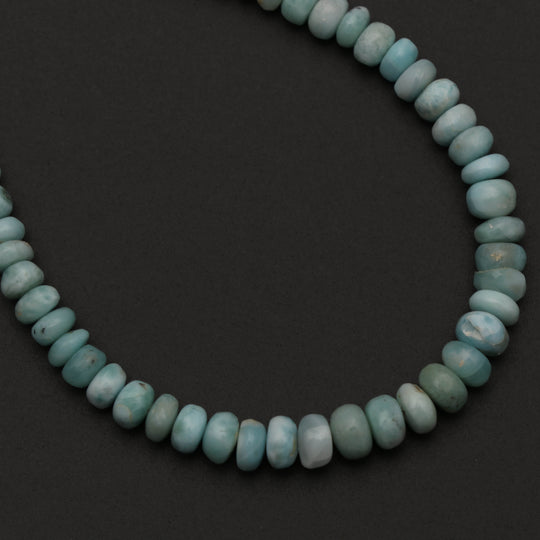 Larimar Smooth Roundel Beads - 4 mm to 6.5 mm - Larimar Jewelry Making Beads, 8 Inch/ 20 Cm Full Strand, Price Per Strand