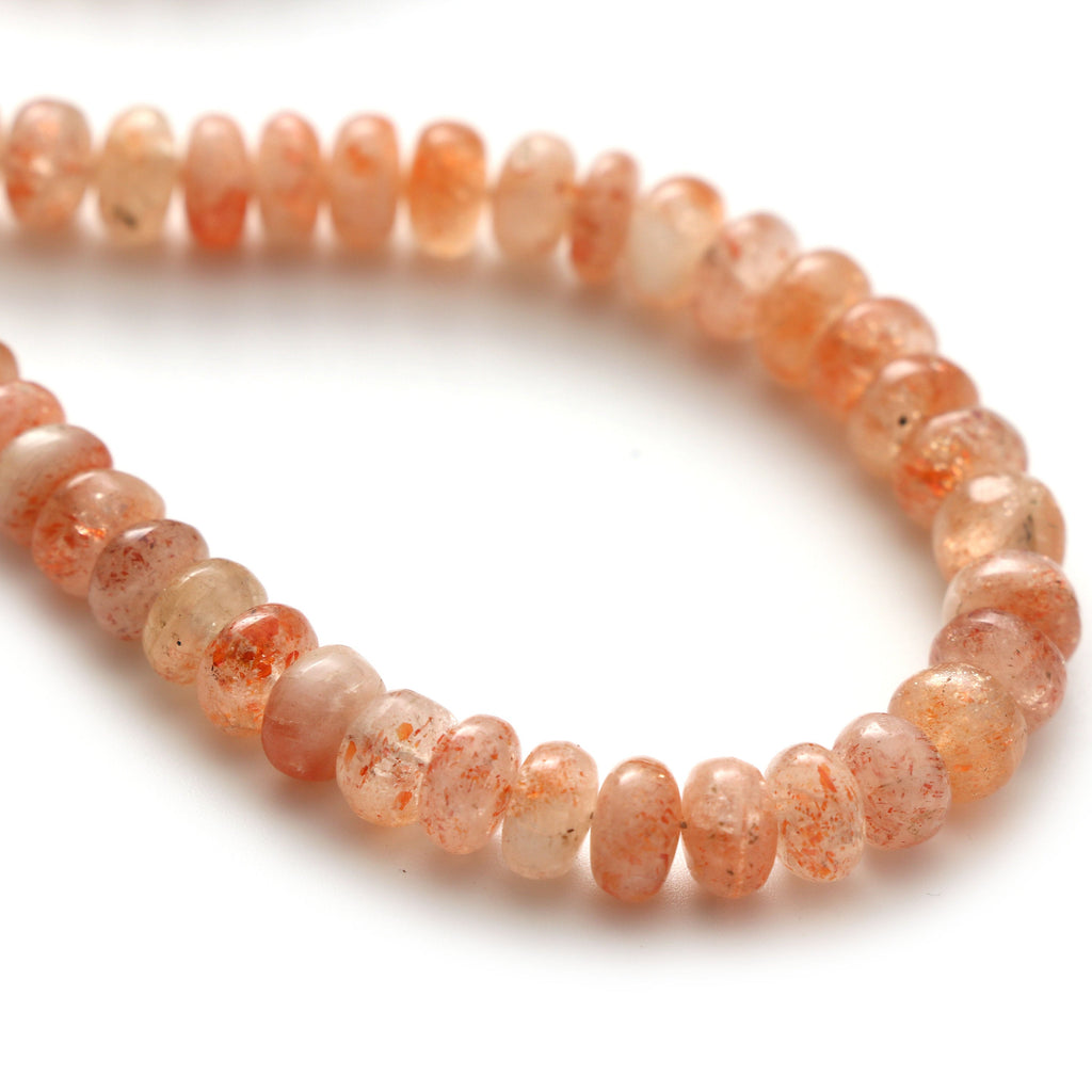 Sunstone Smooth Roundel Beads - 6.5 mm to 7 mm -Sunstone Roundel Beads - Gem Quality , 8 Inch / 16 Inch Full Strand, Price Per Strand - National Facets, Gemstone Manufacturer, Natural Gemstones, Gemstone Beads