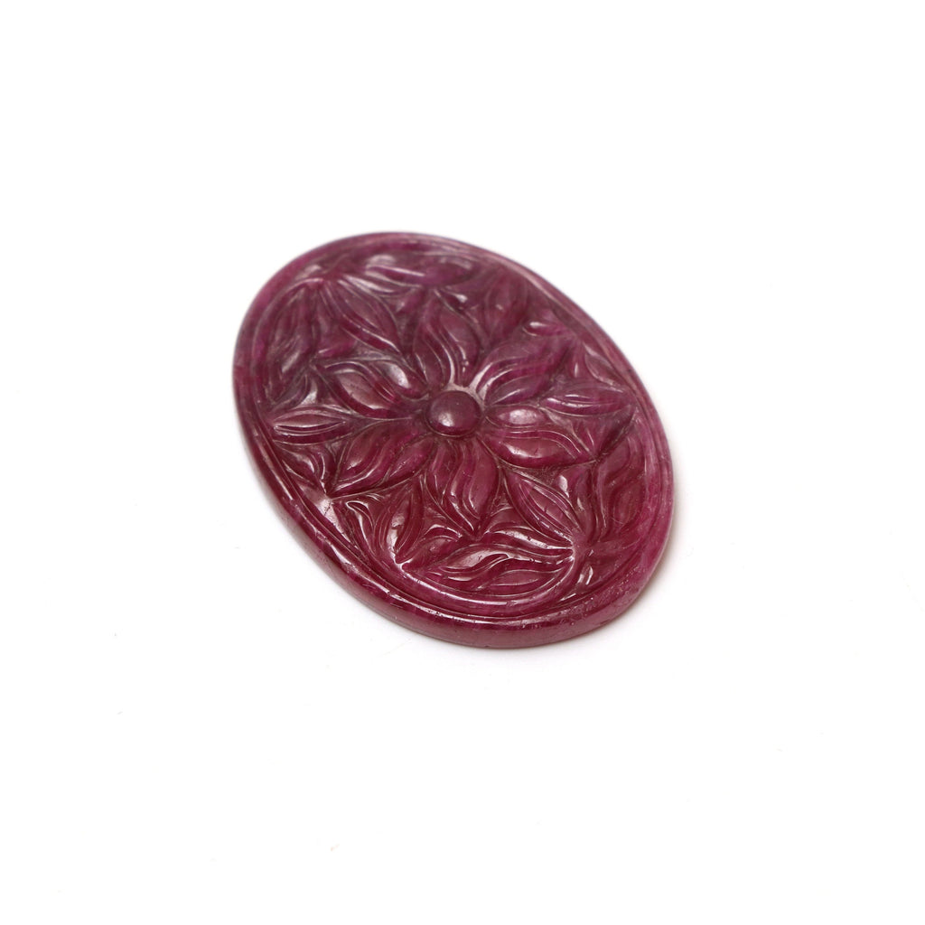 Natural Ruby Carving Oval Loose Gemstone - 27x36 mm - Ruby Oval, Ruby Carving Loose Gemstone, 1 Piece - National Facets, Gemstone Manufacturer, Natural Gemstones, Gemstone Beads