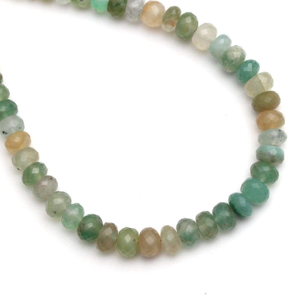 Aqua Chalcedony Faceted Beads - 5 mm to 7 mm - Aqua Chalcedony - Gem Quality , 20 Cm Full Strand, Price Per Strand - National Facets, Gemstone Manufacturer, Natural Gemstones, Gemstone Beads