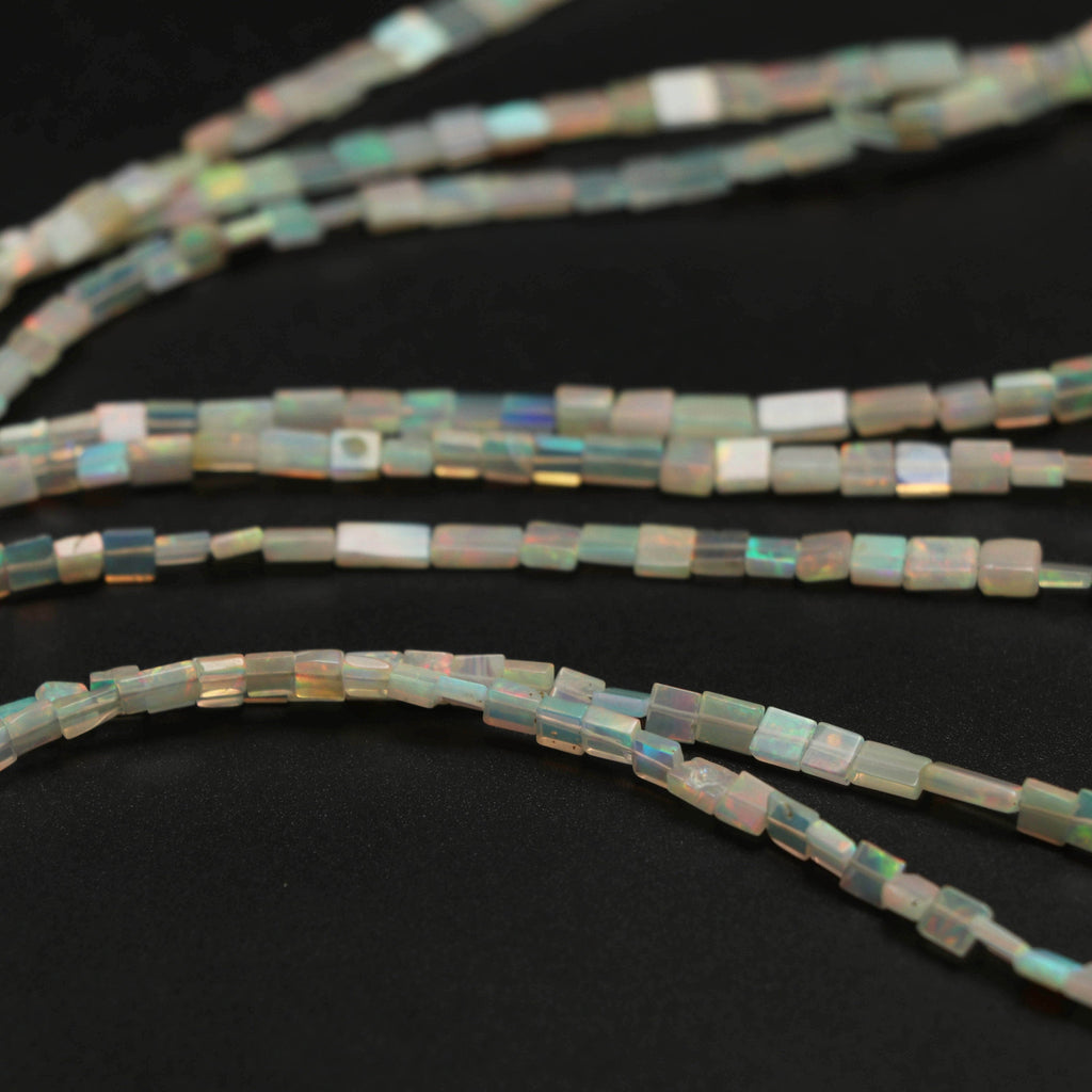 Natural Ethiopian Opal Smooth Rectangle Beads | 3x3.5 mm to 5x6.5 mm | 8 Inches/ 18 Inches Full Strand | Price Per Strand - National Facets, Gemstone Manufacturer, Natural Gemstones, Gemstone Beads