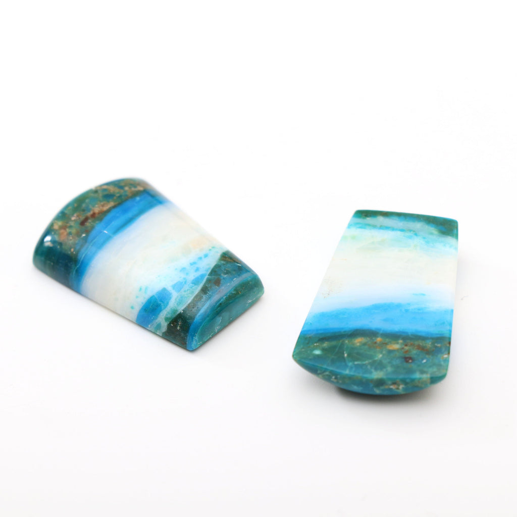 Natural Opalina Smooth Organic Shape Loose Gemstone - 17.5x26 mm - Opalina Smooth Cabochon Gemstone, Pair (2 Pieces) - National Facets, Gemstone Manufacturer, Natural Gemstones, Gemstone Beads