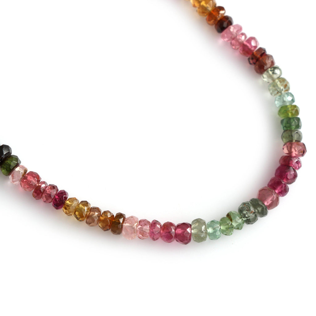 Multi Tourmaline Faceted Beads - 4 mm to 5 mm - Multi Tourmaline - Gem Quality , 8 Inch/ 20 Cm Full Strand, Price Per Strand - National Facets, Gemstone Manufacturer, Natural Gemstones, Gemstone Beads