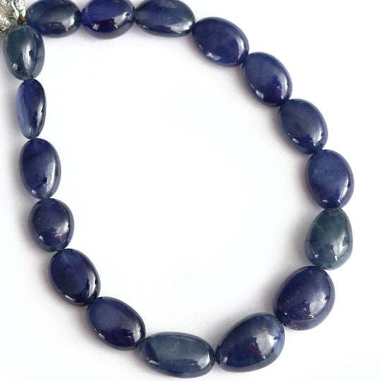 Blue Sapphire Smooth Tumble Beads - 7x9 mm to 9x12 mm - Blue Sapphire Jewelry Making Beads, 18 Cm Full Strand, Price Per Strand
