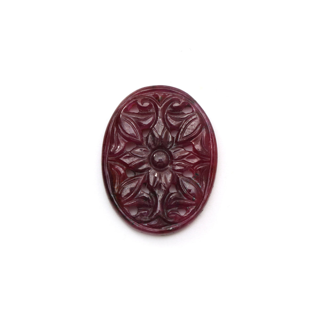 Natural Ruby Carving Oval Loose Gemstone - 19x25 mm - Ruby Oval, Ruby Carving Loose Gemstone, 1 Piece - National Facets, Gemstone Manufacturer, Natural Gemstones, Gemstone Beads