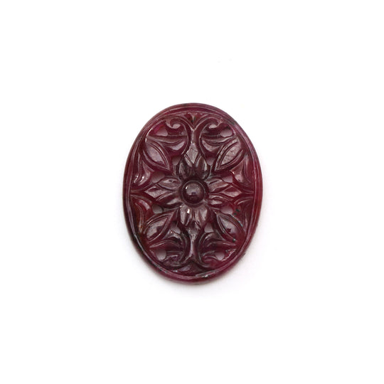 Natural Ruby Carving Oval Loose Gemstone - 19x25 mm - Ruby Oval, Ruby Carving Loose Gemstone, 1 Piece