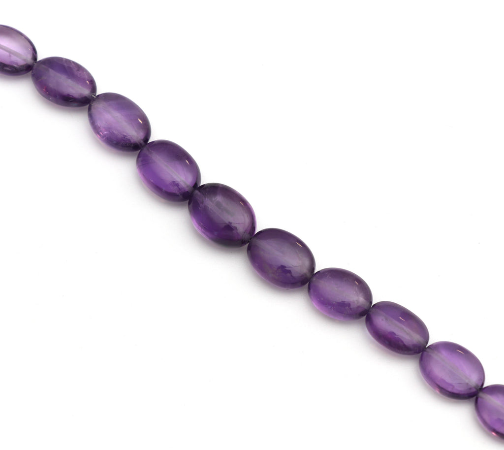 Amethyst Smooth Oval Beads , Amethyst Oval - 11x15 mm to 13x17 mm - Amethyst - Gem Quality , 8 Inch/ 20 Cm Full Strand, Price Per Strand - National Facets, Gemstone Manufacturer, Natural Gemstones, Gemstone Beads