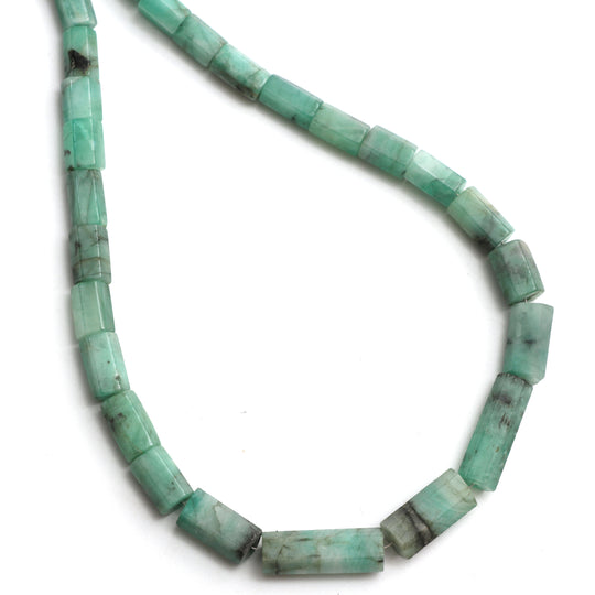 Natural Emerald Faceted Cylinder Beads | 4x6.5 mm to 10.5x6 mm | Emerald Jewelry Making Beads | 8 Inch/ 18 Inch/ 19 Inch Strand | Price Per Strand