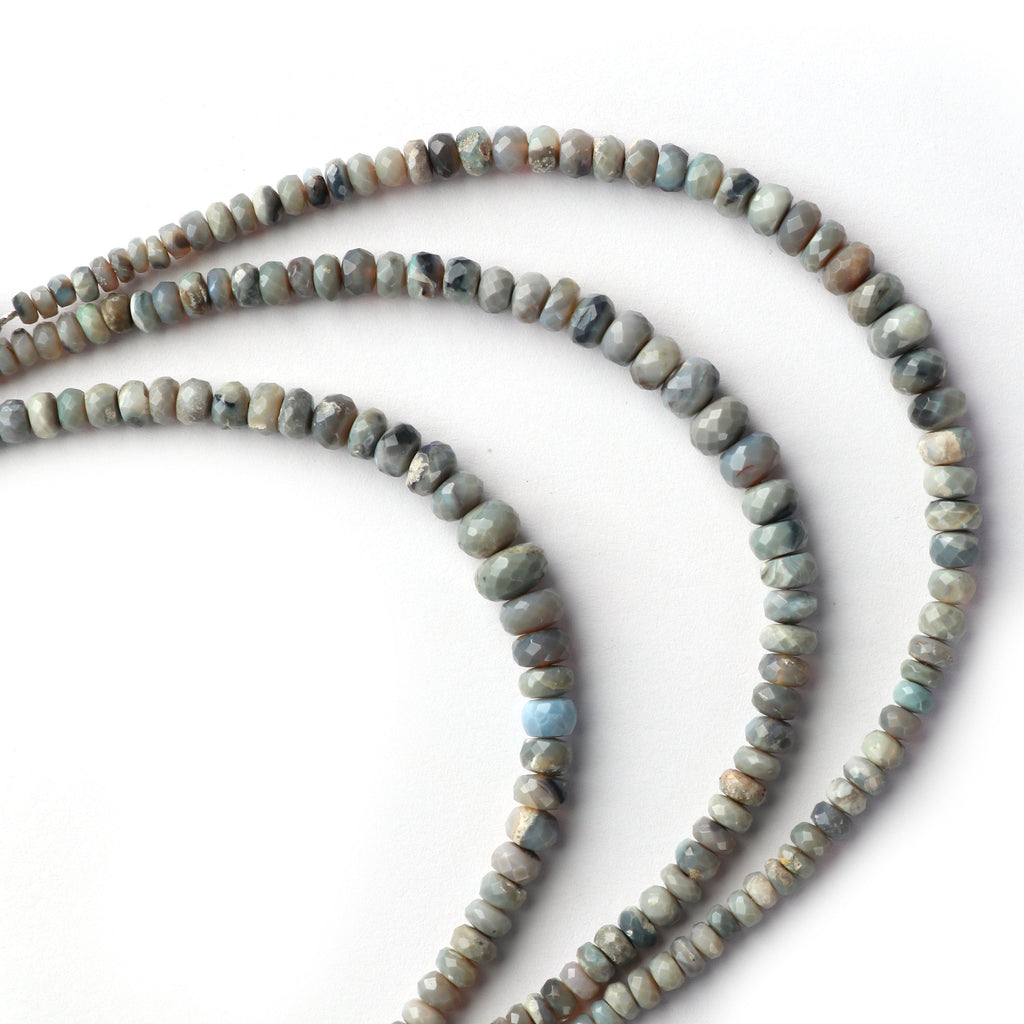 Natural Australian Opal Roundel Faceted Beads, 4 MM to 8 MM , Australian Opal,8 Inch, Price Per Strand - National Facets, Gemstone Manufacturer, Natural Gemstones, Gemstone Beads