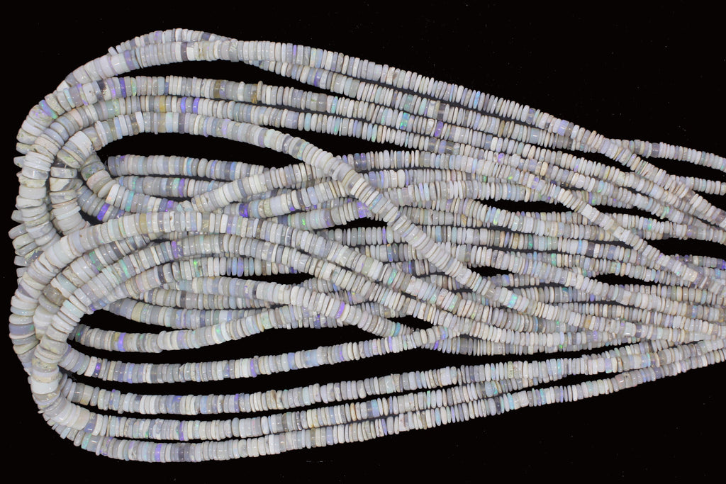 Natural Australian Opal Smooth Wheel Shape Beads for Jewellery making | 18" inches strand | 3-7 mm Size - National Facets, Gemstone Manufacturer, Natural Gemstones, Gemstone Beads