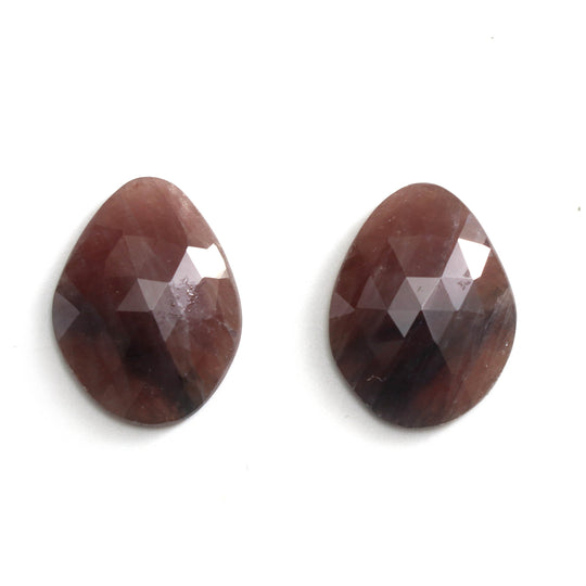 Natural Brown Sapphire Organic Faceted Loose Gemstone, 16x21mm, Sapphire Gemstone, Organic Sapphire Cut, Pair (2 Pieces)