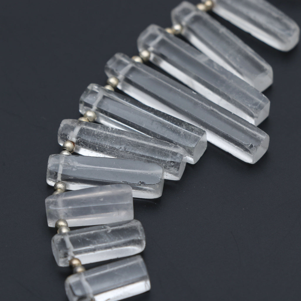 Crystal Smooth Long Slice, Cyrstal Long Slice, Smooth Slice Cyrstal- 14x5 to 25x5 mm - Crystal - Gem Quality , 5 Inch, Price Per Strand - National Facets, Gemstone Manufacturer, Natural Gemstones, Gemstone Beads