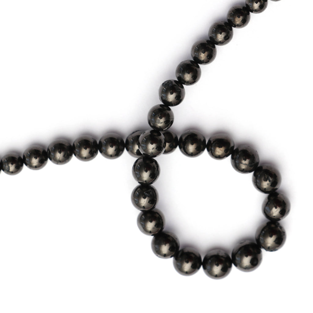 Natural Elite Shungite Smooth Balls Beads, Silver Shungite Round Balls - 5mm to 8mm - elite Shungite , 8 Inch Strand, Price Per Strand - National Facets, Gemstone Manufacturer, Natural Gemstones, Gemstone Beads