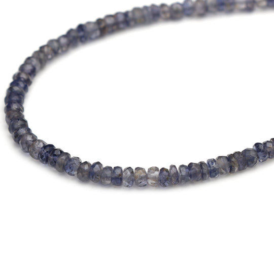 Iolite Faceted Roundel Beads, Iolite - 3 mm to 4.5 mm - Iolite Jewelry Making Beads, 8 Inch/16 Inch Full Strand, Price Per Strand