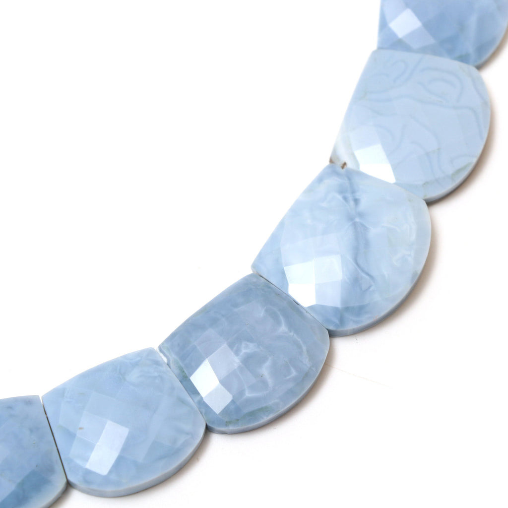 Natural Blue Opal Faceted Slice Layout Beads, 12.5x13.5 mm to 22x25 mm, Blue Opal Faceted Layout, 17 Inch Full Strand, Price Per Strand - National Facets, Gemstone Manufacturer, Natural Gemstones, Gemstone Beads