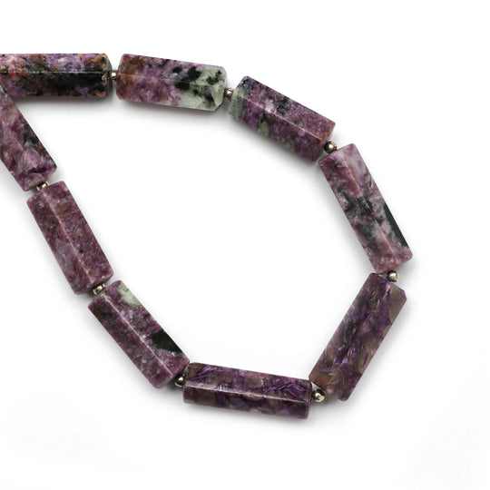 Natural Charoite Smooth Cylinder - 7x19 mm to 8x21 mm - Charoite Jewelry Making Beads, 7.5 Inch Full Strand, Price Per Strand