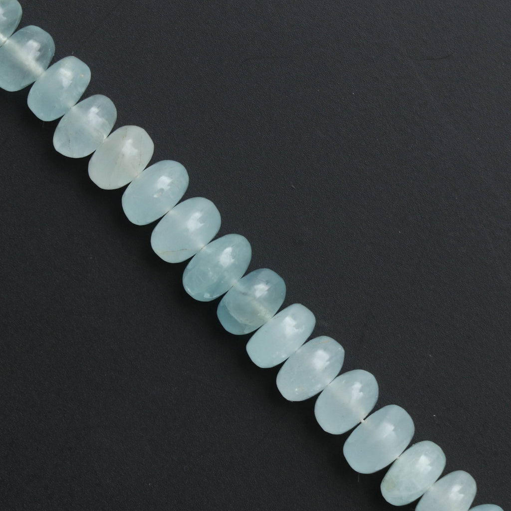 Natural Aquamarine Smooth Beads Rondelle Beads, 6 mm to 7.5 mm - Aquamarine Smooth - Gem Quality, 8 Inch, Price Per Strand - National Facets, Gemstone Manufacturer, Natural Gemstones, Gemstone Beads