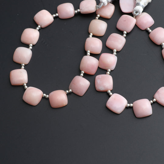 Pink Opal Smooth Cushion Beads - 11x11 mm - Opal Jewelry Making Beads, 20 Cm Full Strand, Price Per Strand