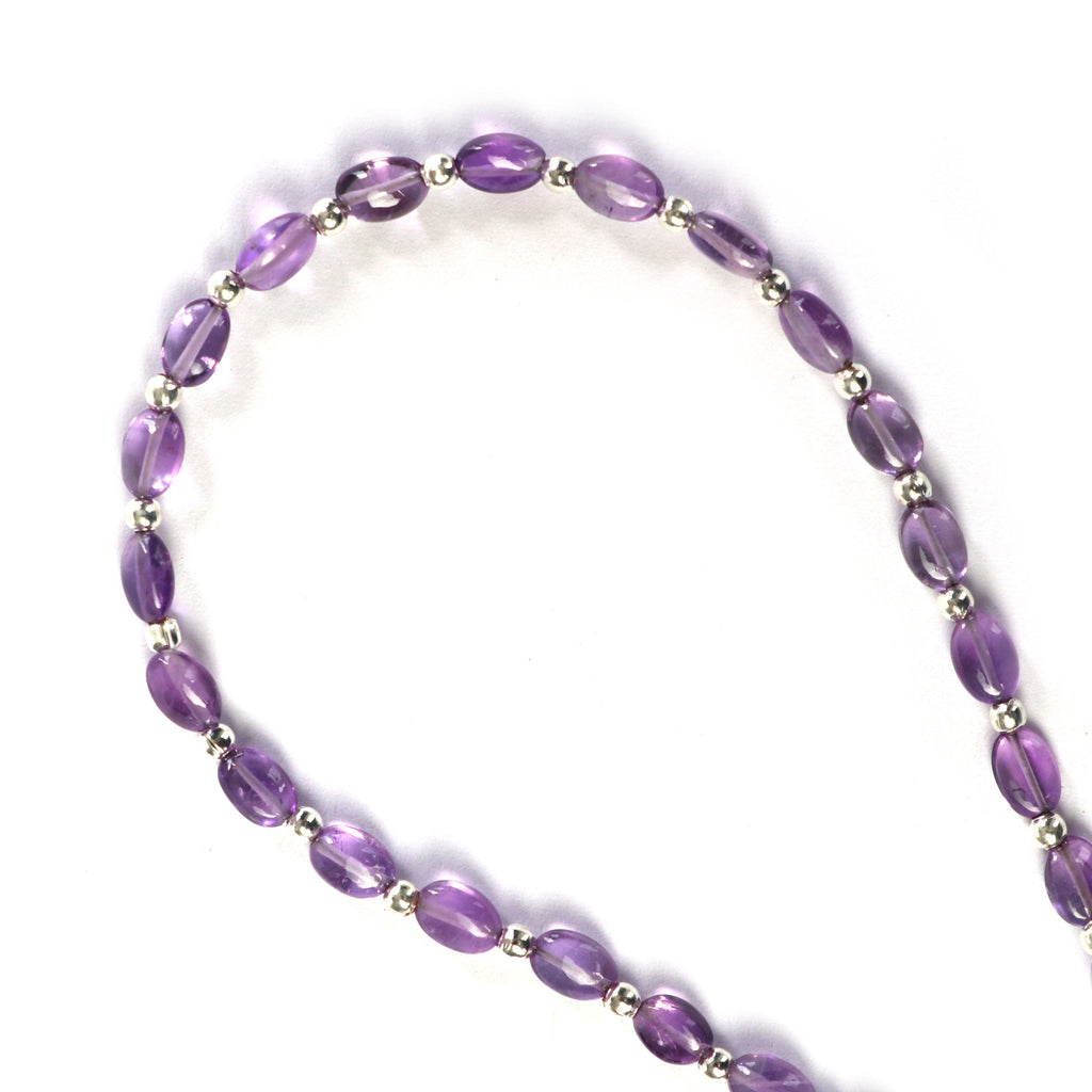 Natural Purple Amethyst Smooth Oval Beads- 4x5 mm to 4x6 mm - Amethyst Smooth Oval- Gem Quality , 8 Inch Full Strand, Price Per Strand - National Facets, Gemstone Manufacturer, Natural Gemstones, Gemstone Beads