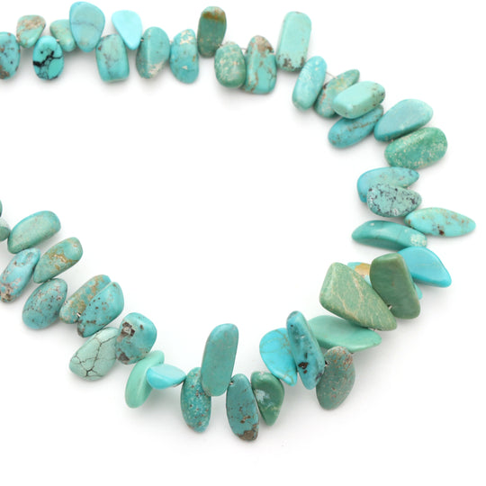 ターコイズ スムース ナゲット ビーズ、5x6 mm ～ 7.5x14 mm、ターコイズ ジュエリー メイキング ビーズ、8 インチ、1 ストランドあたりの価格