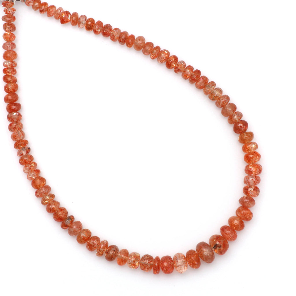 Natural Sunstone Smooth Roundel Beads, 3.5 MM to 6 MM, Sun Stone Smooth , 8 Inch ,Price Per Strand - National Facets, Gemstone Manufacturer, Natural Gemstones, Gemstone Beads