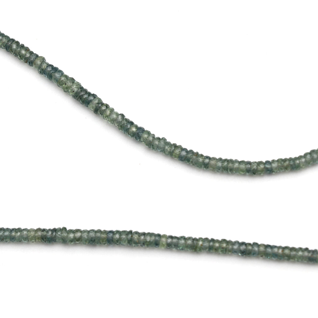 Songea Sapphire Faceted Roundel Beads - 3 mm to 4 mm - Songea Sapphire - Gem Quality , 8 Inch/ 20 Cm Full Strand, Price Per Strand - National Facets, Gemstone Manufacturer, Natural Gemstones, Gemstone Beads