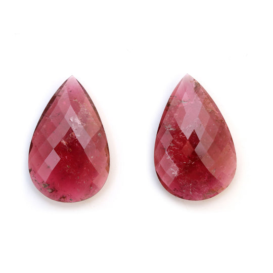 トルマリンペアファセットルースジェムストーン、18x29mm、ファセットジェムストーン、トルマリンペア、ペア（2個）