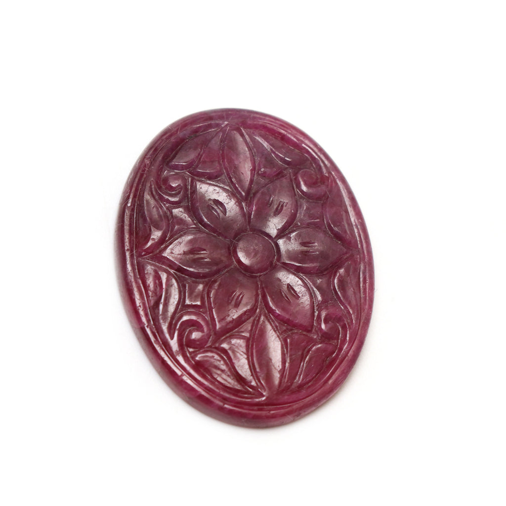 Natural Ruby Carving Oval Loose Gemstone - 21x31 mm - Ruby Oval, Ruby Carving Loose Gemstone, 1 Piece - National Facets, Gemstone Manufacturer, Natural Gemstones, Gemstone Beads