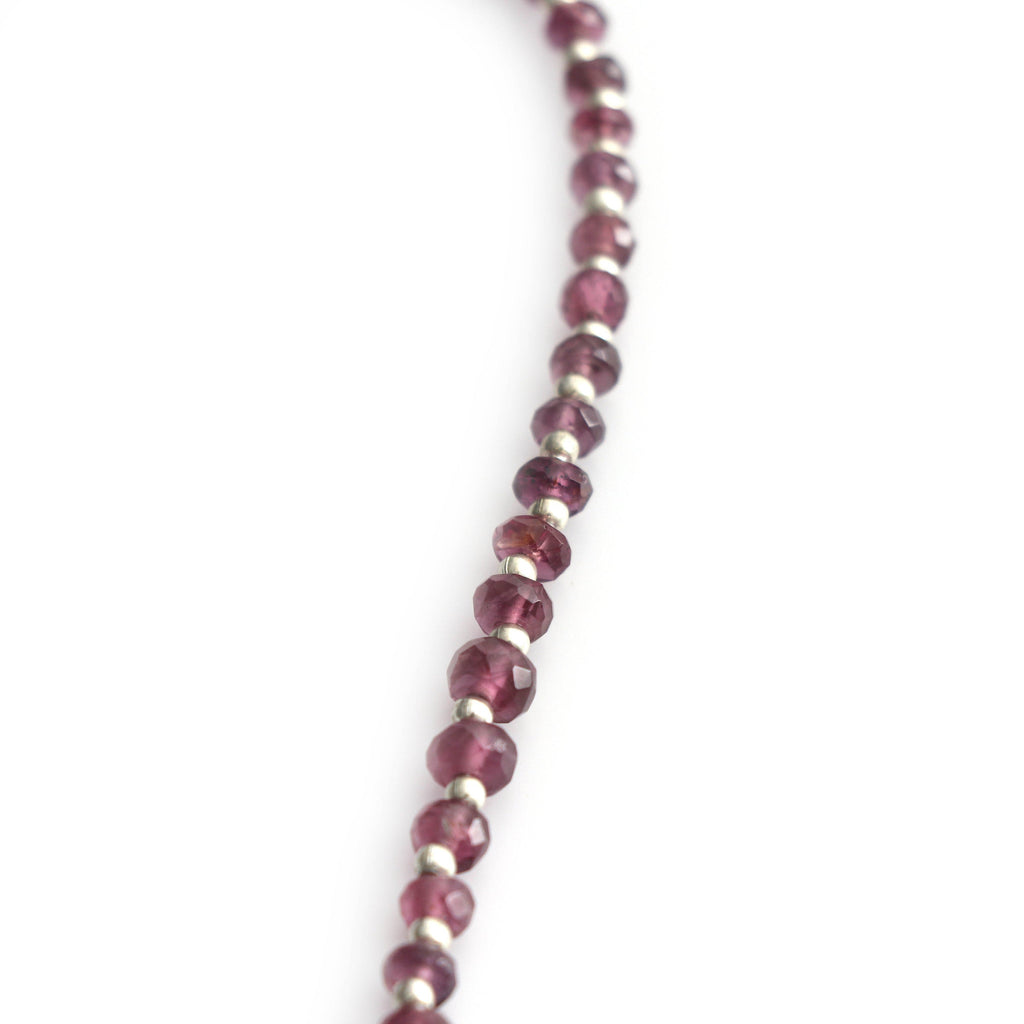 Purple Garnet Faceted Beads -4 mm to 5 mm - Purple Garnet Beads, Roundel Beads, Garnet Beads - Gem Quality , 8 Inch, Price Per Strand - National Facets, Gemstone Manufacturer, Natural Gemstones, Gemstone Beads