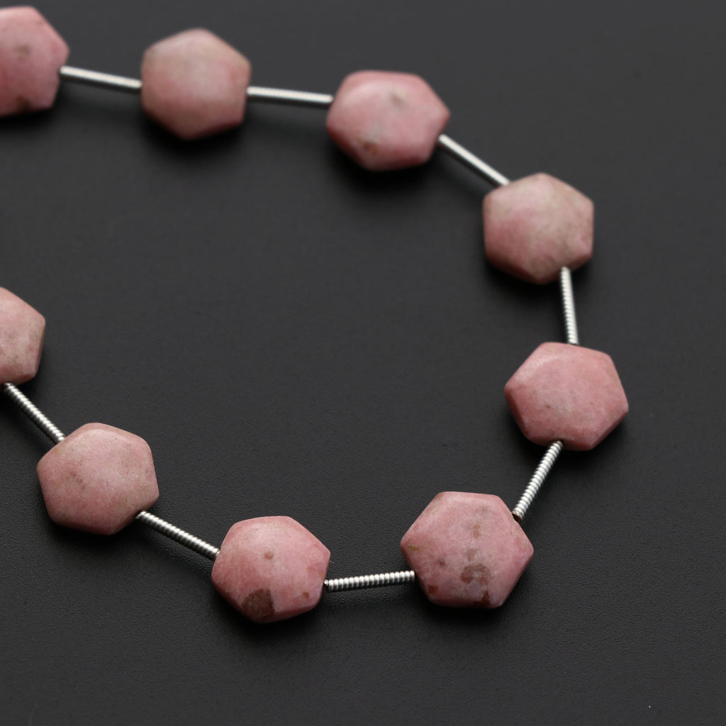 Thulite Smooth Hexagon Flats Beads - 4x10 mm - Thulite Cabochon- Gem Quality, 7 Inch/ 17 Cm Full Strand, Price Per Strand - National Facets, Gemstone Manufacturer, Natural Gemstones, Gemstone Beads