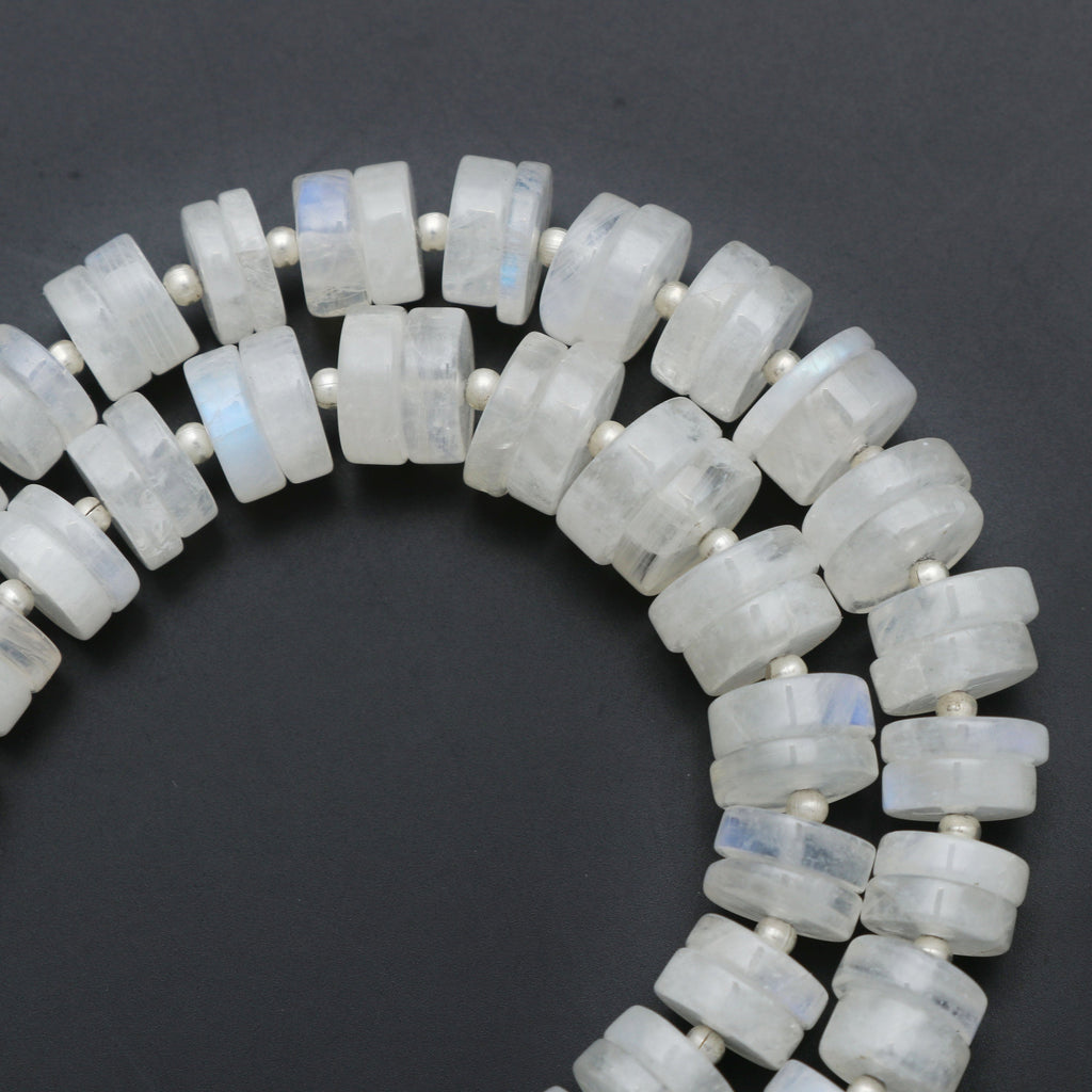 Rainbow Moonstone Smooth Tyre - 7 mm to 10 mm - Rainbow Moonstone - Gems Quality , 8 Inch Full Strand, Price Per Strand - National Facets, Gemstone Manufacturer, Natural Gemstones, Gemstone Beads