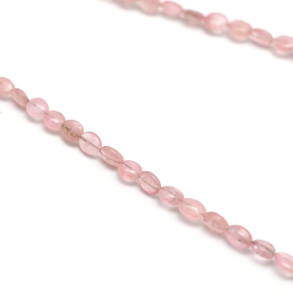 Natural Pink Tourmaline Smooth Oval Beads | Unique Pink Tourmaline | 3x3.5 mm to 6.5x8.5 mm | 8 Inch/ 18 Inch Full Strand | Price Per Strand - National Facets, Gemstone Manufacturer, Natural Gemstones, Gemstone Beads