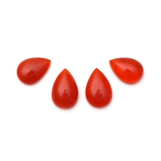 Natural Carnelian Smooth Pear Cabochon Gemstone | 14x20 mm to 15x22 mm | Carnelian Jewelry Making Gemstone | Set of 4 Pieces